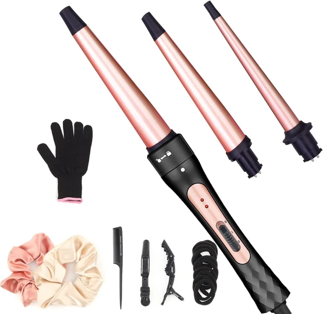 Alt view image 8 of 14 - Curling Iron Wand Set 3 in 1 with 0.35"-1.25" Ceramic Barrels | Dual Voltage Hair Curler Wand, 3 Interchangeable Barrels, Quick Create Hairstyle in All Hair Type, Gift for Women