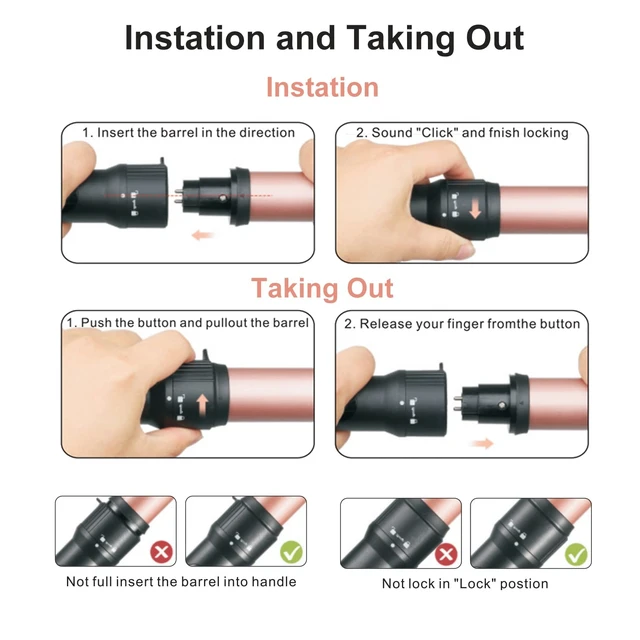 Alt view image 12 of 14 - Curling Iron Wand Set 3 in 1 with 0.35"-1.25" Ceramic Barrels | Dual Voltage Hair Curler Wand, 3 Interchangeable Barrels, Quick Create Hairstyle in All Hair Type, Gift for Women