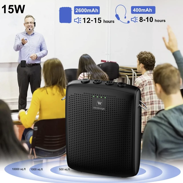 Alt view image 10 of 14 - Voice Amplifier with Bluetooth, Portable Speaker and Microphone | Wireless Mic Headset Speaker for Teachers, Tour Guide, Public Speaking, Fitness Instructors, Features Mute, 15W WB002