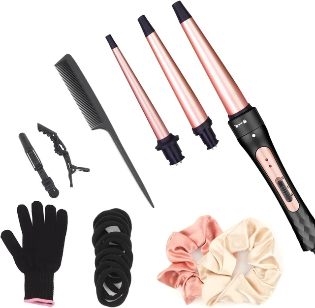 Alt view image 13 of 14 - Curling Iron Wand Set 3 in 1 with 0.35"-1.25" Ceramic Barrels | Dual Voltage Hair Curler Wand, 3 Interchangeable Barrels, Quick Create Hairstyle in All Hair Type, Gift for Women