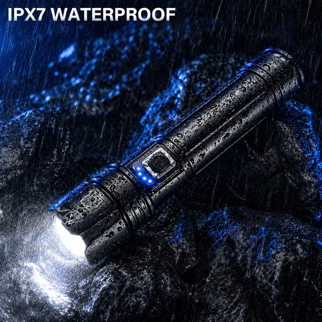 Alt view image 14 of 14 - Rechargeable LED Flashlight High Lumens Super Bright | Flashlights with Zoomable, USB C Rechargeable, 5 Light Mode, IPX7 Waterproof, Powerful Flash Light for Home, Hiking, Camping