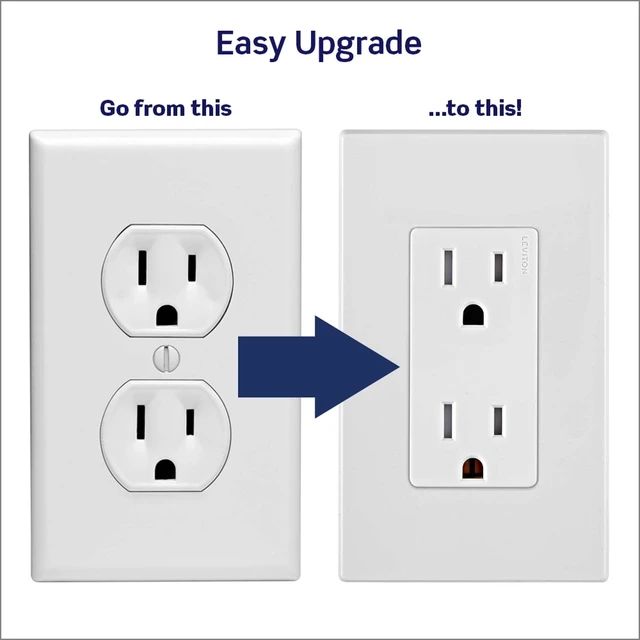 Alt view image 12 of 12 - Lever Edge 15 Amp Tamper-Resistant Duplex Wall Outlet, 10-Pack, E5325-MW, White