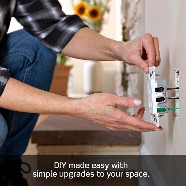 Alt view image 11 of 12 - Lever Edge 15 Amp Tamper-Resistant Duplex Wall Outlet, 10-Pack, E5325-MW, White