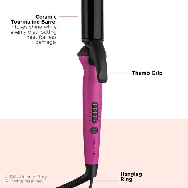 Alt view image 9 of 14 - Easy Heat 1.25" Curling Iron with Extra-Long Barrel | 3X Ceramic Coated for Reduced Damage, Fast Styling, 30 Heat Settings, For Extra Loose Waves and Curls