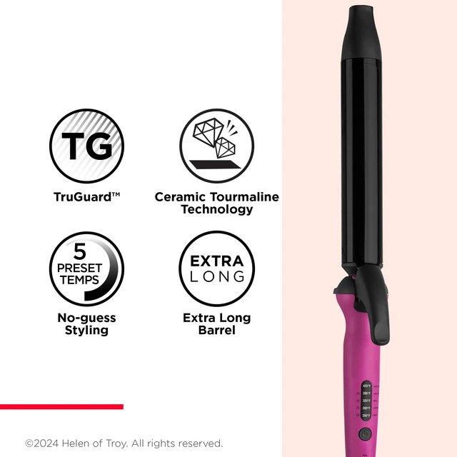 Alt view image 13 of 14 - Easy Heat 1.25" Curling Iron with Extra-Long Barrel | 3X Ceramic Coated for Reduced Damage, Fast Styling, 30 Heat Settings, For Extra Loose Waves and Curls