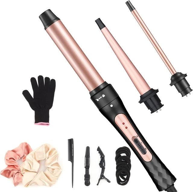 Alt view image 8 of 14 - Curling Iron Wand Set 3 in 1 with 0.35"-1.25" Ceramic Barrels | Dual Voltage Hair Curler Wand, 3 Interchangeable Barrels, Quick Create Hairstyle in All Hair Type, Gift for Women