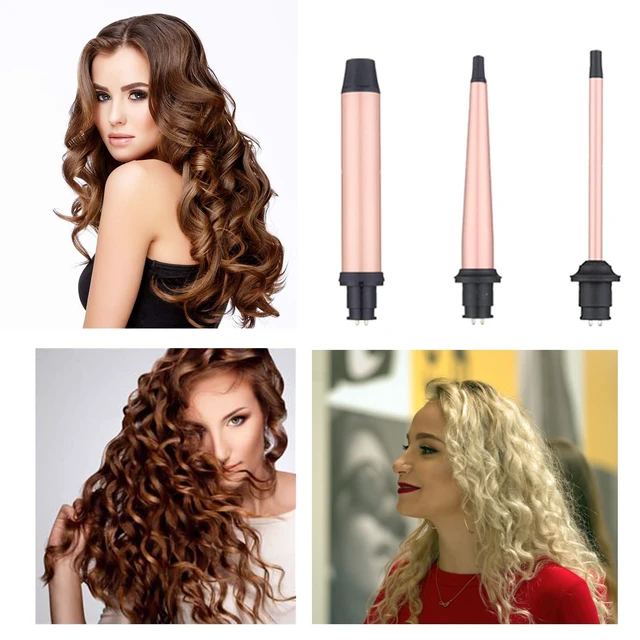 Alt view image 10 of 14 - Curling Iron Wand Set 3 in 1 with 0.35"-1.25" Ceramic Barrels | Dual Voltage Hair Curler Wand, 3 Interchangeable Barrels, Quick Create Hairstyle in All Hair Type, Gift for Women