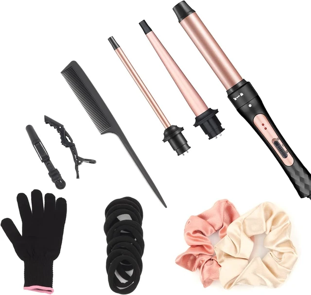 Alt view image 14 of 14 - Curling Iron Wand Set 3 in 1 with 0.35"-1.25" Ceramic Barrels | Dual Voltage Hair Curler Wand, 3 Interchangeable Barrels, Quick Create Hairstyle in All Hair Type, Gift for Women
