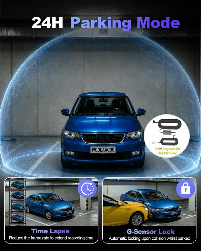 Alt view image 13 of 14 - Dash Cam Front and Rear 4K+1080P, 5GHz WiFi, App Control, with 64GB Card | 24H Parking Mode, G-Sensor Locks Important Footage, Loop Recording, Easy Video Transfer and Playback