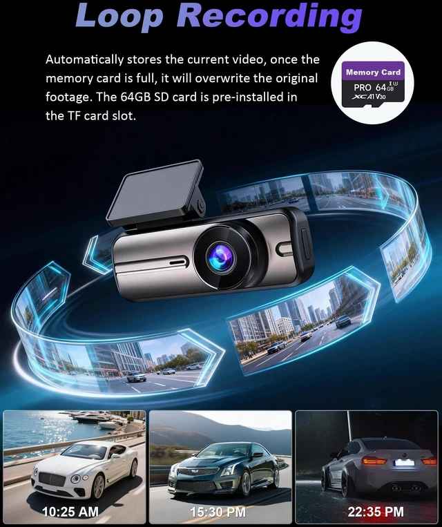 Alt view image 12 of 14 - Dash Cam Front and Rear 4K+1080P, 5GHz WiFi, App Control, with 64GB Card | 24H Parking Mode, G-Sensor Locks Important Footage, Loop Recording, Easy Video Transfer and Playback