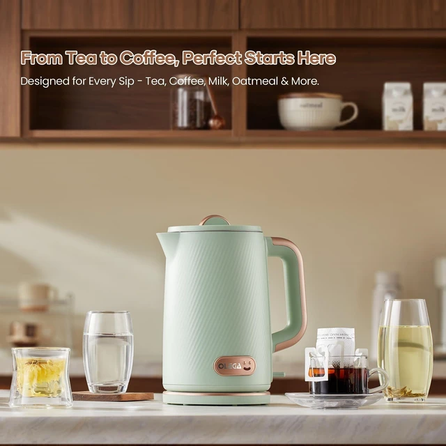 Alt view image 9 of 14 - OLEGA Electric Tea Kettle: 1200W Fast Boil Electric Water Kettles 1.5L | Stainless Steel Kettle; Large Electric Water Kettle; Plastic Free Teapot; Auto Shut-Off Water Boiler; Fast Boil Kettles