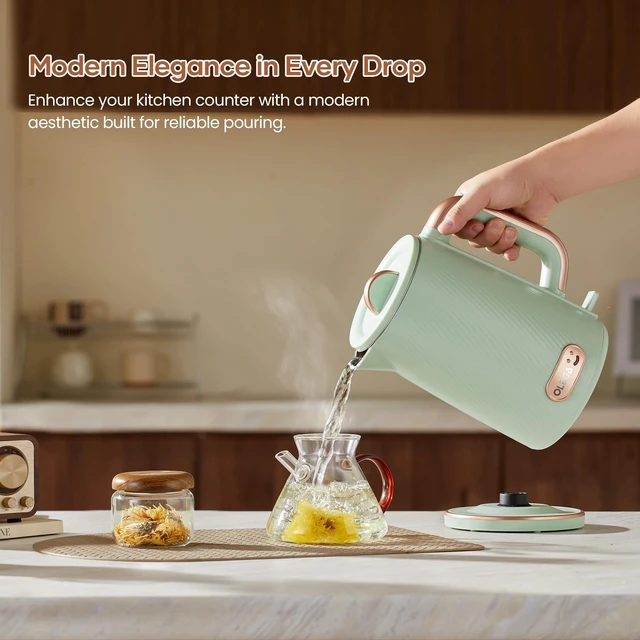 Alt view image 14 of 14 - OLEGA Electric Tea Kettle: 1200W Fast Boil Electric Water Kettles 1.5L | Stainless Steel Kettle; Large Electric Water Kettle; Plastic Free Teapot; Auto Shut-Off Water Boiler; Fast Boil Kettles