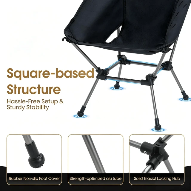 Alt view image 10 of 14 - Portable Camping Chair Plus, Larger & Roomier, Compact and Lightweight, Folding Chair for Backpacking Hiking Beach, Ultralight Camp Chair 330Lbs Capacity