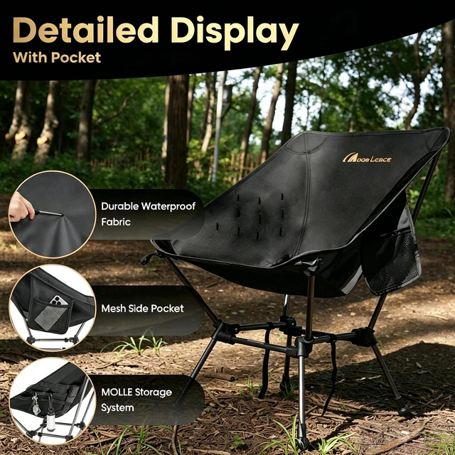 Alt view image 11 of 14 - Portable Camping Chair Plus, Larger & Roomier, Compact and Lightweight, Folding Chair for Backpacking Hiking Beach, Ultralight Camp Chair 330Lbs Capacity