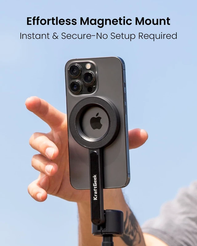 Alt view image 8 of 12 - Magnetic Phone Tripod for iPhone, 64" Selfie Stick for Magsafe | N52 Magnetic Mount, Reinforced Aluminum, Portable Cell Phone Tripod Stand with Remote for Travel & Video Recording