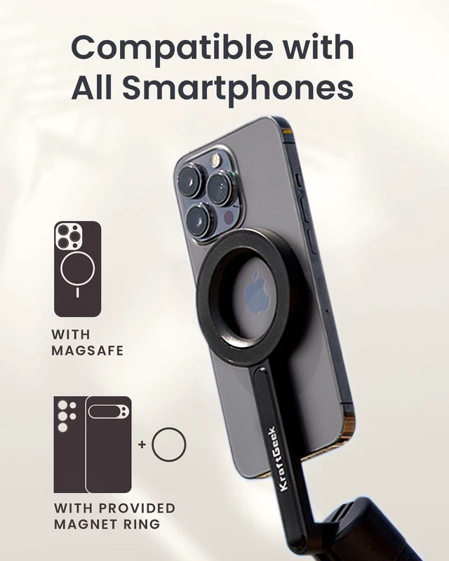 Alt view image 10 of 12 - Magnetic Phone Tripod for iPhone, 64" Selfie Stick for Magsafe | N52 Magnetic Mount, Reinforced Aluminum, Portable Cell Phone Tripod Stand with Remote for Travel & Video Recording