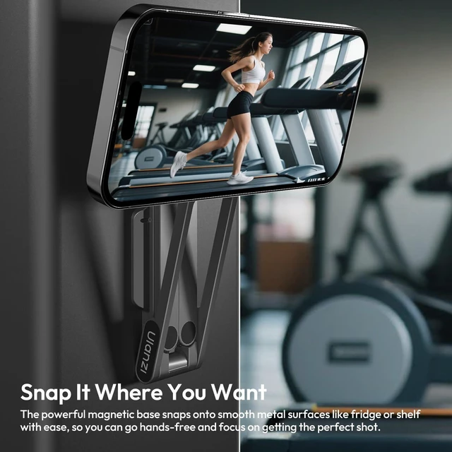 Alt view image 12 of 14 - MA38 Magnetic Phone Tripod for iPhone 18 Pro, Aluminum Phone Holder | N52 Magnet, Back Magnet Base, Arca QR Base, Foldable Hook w 1/4'' Screw for Tripod Selfie Gym Travel Essentials Accessories