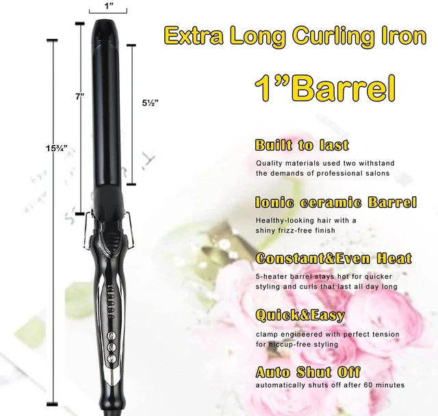 Alt view image 9 of 12 - 1 Inch Curling Iron with Ceramic Barrel, Instant Heat up to 450°F, Waving Style Tool for Long/Medium Hair and Women