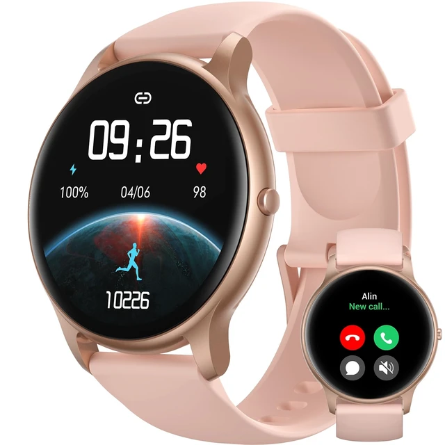 Alt view image 8 of 14 - Smart Watch for Women(Answer/Make Calls), Fitness Tracker Watch | IP68 Waterproof, 100+ Sports Modes, Heart Rate/Sleep/SpO2/Steps Monitor, Round HD Smartwatch for Android & iPhone, Rose Gold