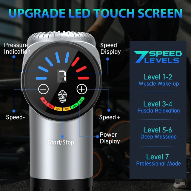 Alt view image 9 of 14 - Massage Gun, Muscle Massage Gun Deep Tissue for Athletes with 10 Massage Heads, Electric Percussion Massager for Any Pain Relief, Fathers Day Dad Gifts, Silver