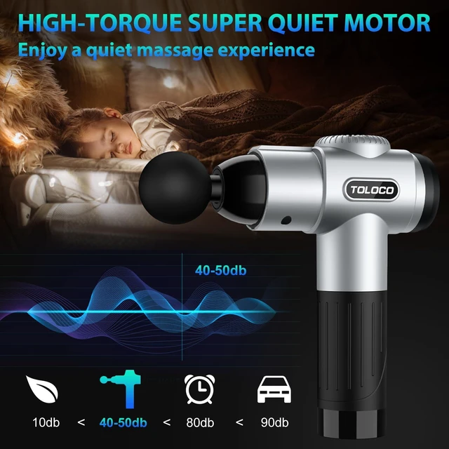 Alt view image 10 of 14 - Massage Gun, Muscle Massage Gun Deep Tissue for Athletes with 10 Massage Heads, Electric Percussion Massager for Any Pain Relief, Fathers Day Dad Gifts, Silver
