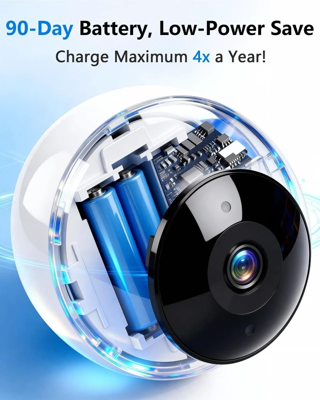 Alt view image 11 of 14 - 2K Magnetic Security Camera Indoor Wireless: Clear Pictures and Videos | Easy to Install with Strong Magnetic Base, Easy App Setup, AI Motion Detection Sensitivity Adjusted, Extends Battery Life