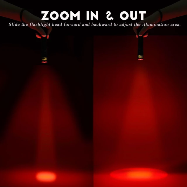 Alt view image 9 of 12 - Red Flashlight Rechargeable, High/Low Red Light & White Light 3 Modes, for Astronomy, Aviation, Night Observation