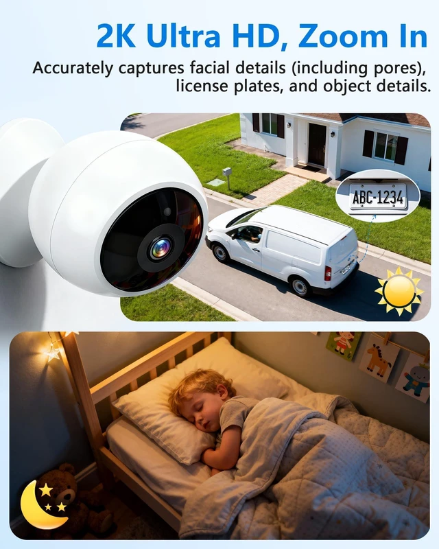 Alt view image 10 of 14 - 2K Magnetic Security Camera Indoor Wireless: Clear Pictures and Videos | Easy to Install with Strong Magnetic Base, Easy App Setup, AI Motion Detection Sensitivity Adjusted, Extends Battery Life