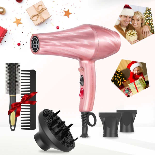 Alt view image 14 of 14 - Ionic Hair Dryer,2400W Negative Ion Low Noise Hair Dryer Professional Fast Drying Hair Dryers with 2 Speeds, 3 Heat Settings, Cooling Button,with Diffuser for Curly and Straight HairSakura Pink