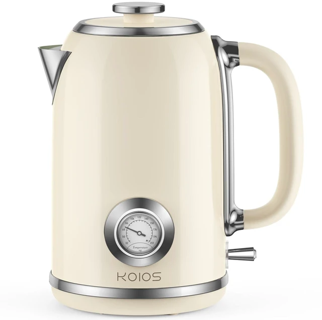 Alt view image 8 of 14 - Electric Kettle 1.8L with Temperature Gauge, 1500W Fast Boiling Electric Tea Kettle, 100% Stainless Steel Retro-Style Hot Water Kettle Electric - Glowing LED Light, Auto Shut-Off & Boil-Dry Protection