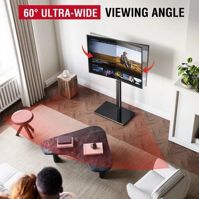 Alt view image 10 of 14 - Swivel TV Floor Stand for 32-65 Inches TVs, 8 Level Height Adjustable Corner Small TV Stand Mount for Living Room/Bedroom, Holds up to 88 lbs,MAX VESA 400x400mm,Black