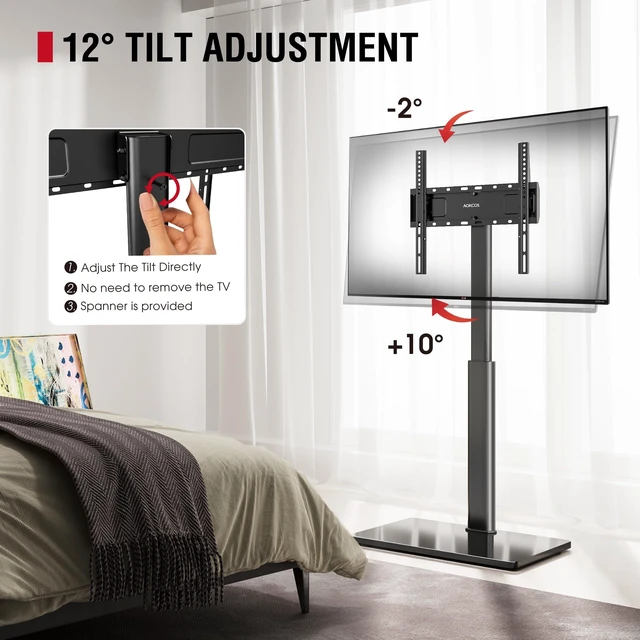 Alt view image 11 of 14 - Swivel TV Floor Stand for 32-65 Inches TVs, 8 Level Height Adjustable Corner Small TV Stand Mount for Living Room/Bedroom, Holds up to 88 lbs,MAX VESA 400x400mm,Black