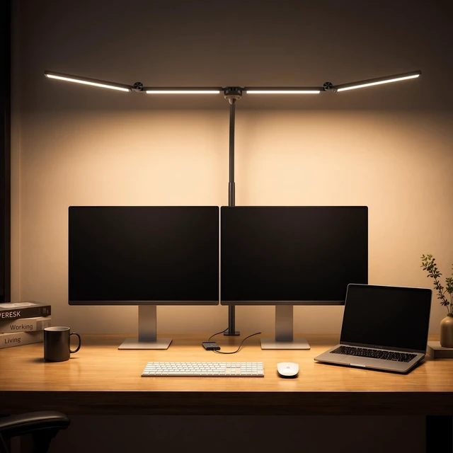 Alt view image 8 of 14 - LED Desk Lamps for Home Office, Adjustable Swing Arm Desk Lamp with Clamp | Gooseneck Tall Clip on Desk Light for Sewing,Reading,Draw,Workbench,Study,Puzzle,Craft,Monitor,Architect,Computer,Task