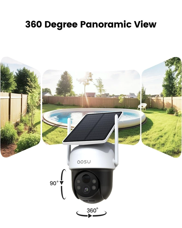 Alt view image 10 of 14 - Solar Camera Outdoor Wireless for Home Surveillance,Fixed Solar Panel | Easy to Set up,360° Full Coverage,Auto Person Tracking,2K Clarity&Full-Color Night Vision,Two-Way Talk,2.4GHz WiFi only