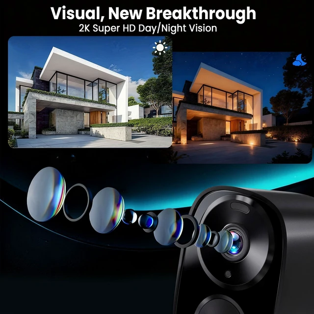 Alt view image 9 of 14 - 2026 Upgraded 2K Security Cameras Wireless Outdoor (2-Pack), Free Cloud & SD Storage, Long Battery Life, 2.4G/5G Wifi Support, Motion Detection, Color Night Vision, Spotlight, Waterproof, 2-Way Talk
