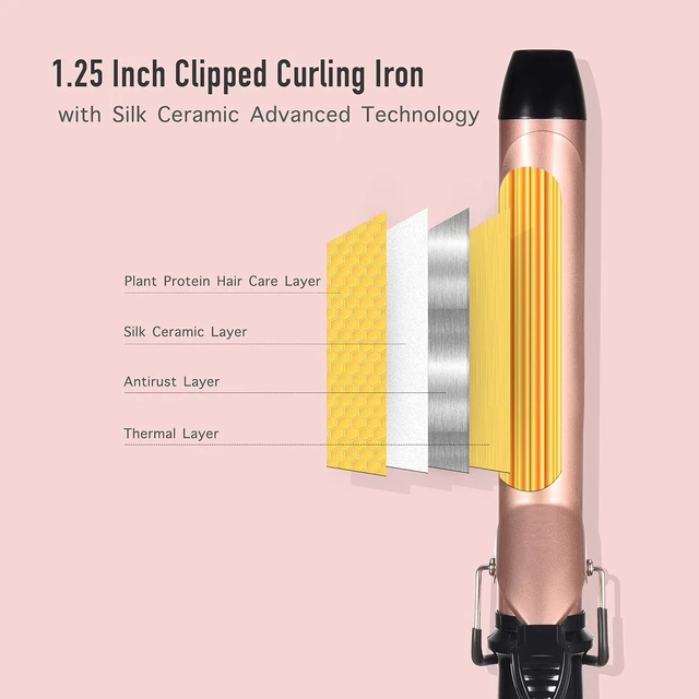 Alt view image 10 of 14 - 1.25 Inch Long Barrel Curling Iron for Medium to Long Hair | 1 1/4 inch Curling iron up to 450F, Worldwide Dual Voltage Curler for Traveling, Waving Style Tool