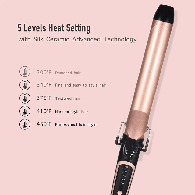 Alt view image 13 of 14 - 1.25 Inch Long Barrel Curling Iron for Medium to Long Hair | 1 1/4 inch Curling iron up to 450F, Worldwide Dual Voltage Curler for Traveling, Waving Style Tool