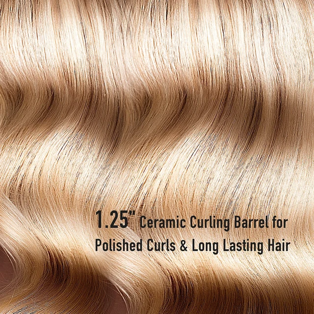 Alt view image 14 of 14 - 1.25 Inch Long Barrel Curling Iron for Medium to Long Hair | 1 1/4 inch Curling iron up to 450F, Worldwide Dual Voltage Curler for Traveling, Waving Style Tool