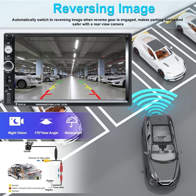 Alt view image 11 of 14 - Double Din Car Stereo 7 Touch Screen Car Radio with Bluetooth Backup Camera FM Radio Receiver USB AUX Auto radio TF Card Input Audio Video MP5 MP4 MP3 Player Car Multimedia Player Support Mirror Link