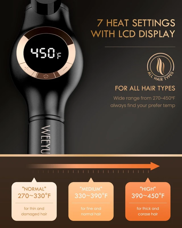 Alt view image 10 of 14 - Large Curling Iron 2 Inch, Hair Curling Wand 2 Inch, Dual Voltage, Black | Ceramic Hair Curling Wand 2 Inch, Curling Iron for Wavy Curls, Hair Styling Tool, Dual Voltage(100-240V), LCD Display, Black