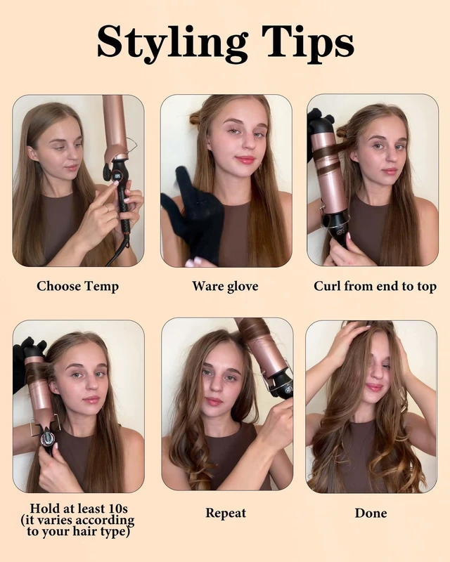 Alt view image 13 of 14 - Large Curling Iron 2 Inch, Hair Curling Wand 2 Inch, Dual Voltage, Black | Ceramic Hair Curling Wand 2 Inch, Curling Iron for Wavy Curls, Hair Styling Tool, Dual Voltage(100-240V), LCD Display, Black