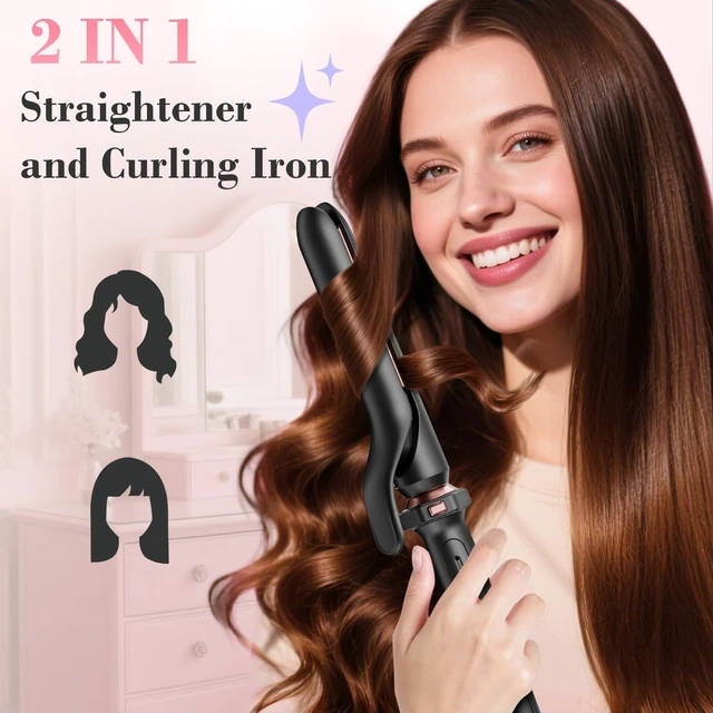 Alt view image 13 of 14 - 3-in-1 Curling Iron Wand Set, Thermal Brush Hair, Straightener | Dual Voltage, PTC Instant Heat, Tourmaline Ceramic Flat Iron, Create Waves, Curls or Straight Hair, 360-410°F, Gift for Women