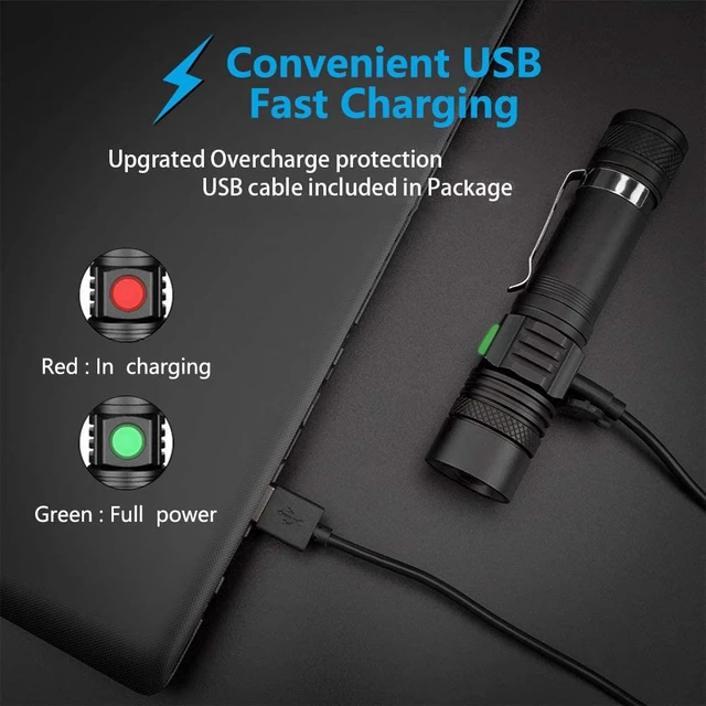 Alt view image 10 of 14 - LED Tactical Flashlight Rechargeable 2000lm, Super Bright LED | IPX6 Waterproof FlashlightD, Zoomable, Pocket-size Small LED Flashlight for Hiking, Camping, Emergency
