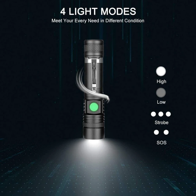Alt view image 13 of 14 - LED Tactical Flashlight Rechargeable 2000lm, Super Bright LED | IPX6 Waterproof FlashlightD, Zoomable, Pocket-size Small LED Flashlight for Hiking, Camping, Emergency
