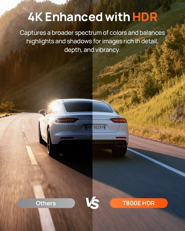 Alt view image 11 of 14 - 4K Dash Cam Front and Rear Inside, 3 Channel Car Dash Camera for Cars, Dashcam with GPS, Wi-Fi 6, Voice Control, Parking Monitor, Night Vision, Loop Recording, 64GB SD Card Included (T800E)