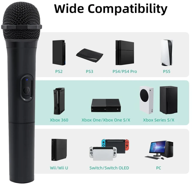 Alt view image 10 of 14 - 2 Pack Wireless USB Gaming Microphone Compatible with Xbox Series X/S, PS5, Switch OLED, NS Switch/Switch2, PC, PS4, PS3, PS2, Xbox One X/S, Xbox One, Xbox 360, Wii