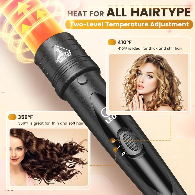 Alt view image 11 of 14 - 5 In 1 Curling Wand Set, Curling Iron Interchangeable Ceramic Barrels (0.35-1.25 Inch), Heating Hair Curler Kit with Protective Glove & 2 Clips Ceramic Coated for All Hair Types, Gift for Girls, Women