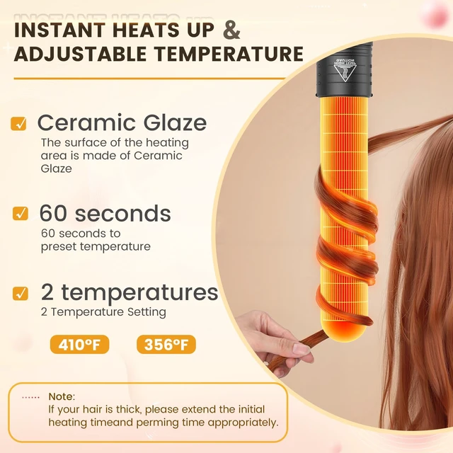 Alt view image 12 of 14 - 5 In 1 Curling Wand Set, Curling Iron Interchangeable Ceramic Barrels (0.35-1.25 Inch), Heating Hair Curler Kit with Protective Glove & 2 Clips Ceramic Coated for All Hair Types, Gift for Girls, Women
