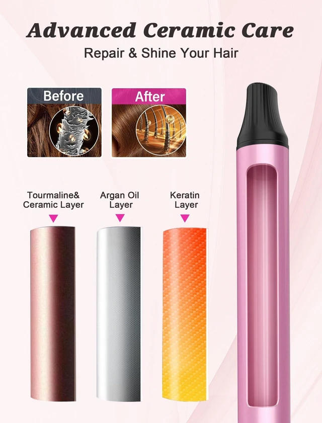 Alt view image 13 of 14 - 1 Inch Long Barrel Curling Iron,Extended Ceramic Long Barrel,Dual Voltage | 1 Inch Travel Curling Iron for Long Hair,110~240V for Worldwide,European Plug Adapter,14 Temp Settings,Heat-resistant gloves