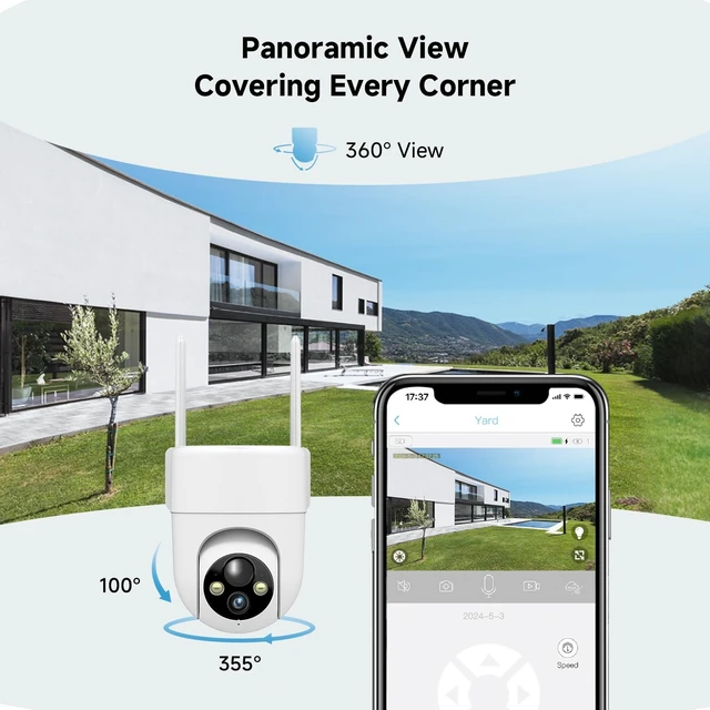 Alt view image 10 of 14 - 2K Solar Security Cameras Wireless Outdoor, 2PCS Outdoor Camera Wireless with 360° View, Cameras for Home Security with Color Night Vision, Only Support 2.4GHz Wi-Fi
